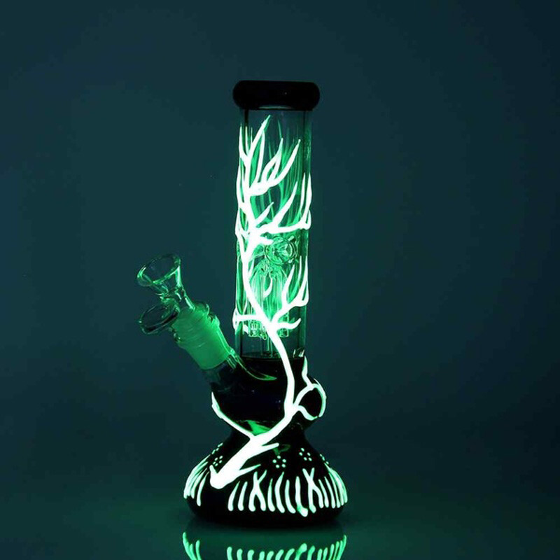 10&Prime; Glow in the Dark Glass Bong Water Pipe Hookah Smoking Bong With Bowl