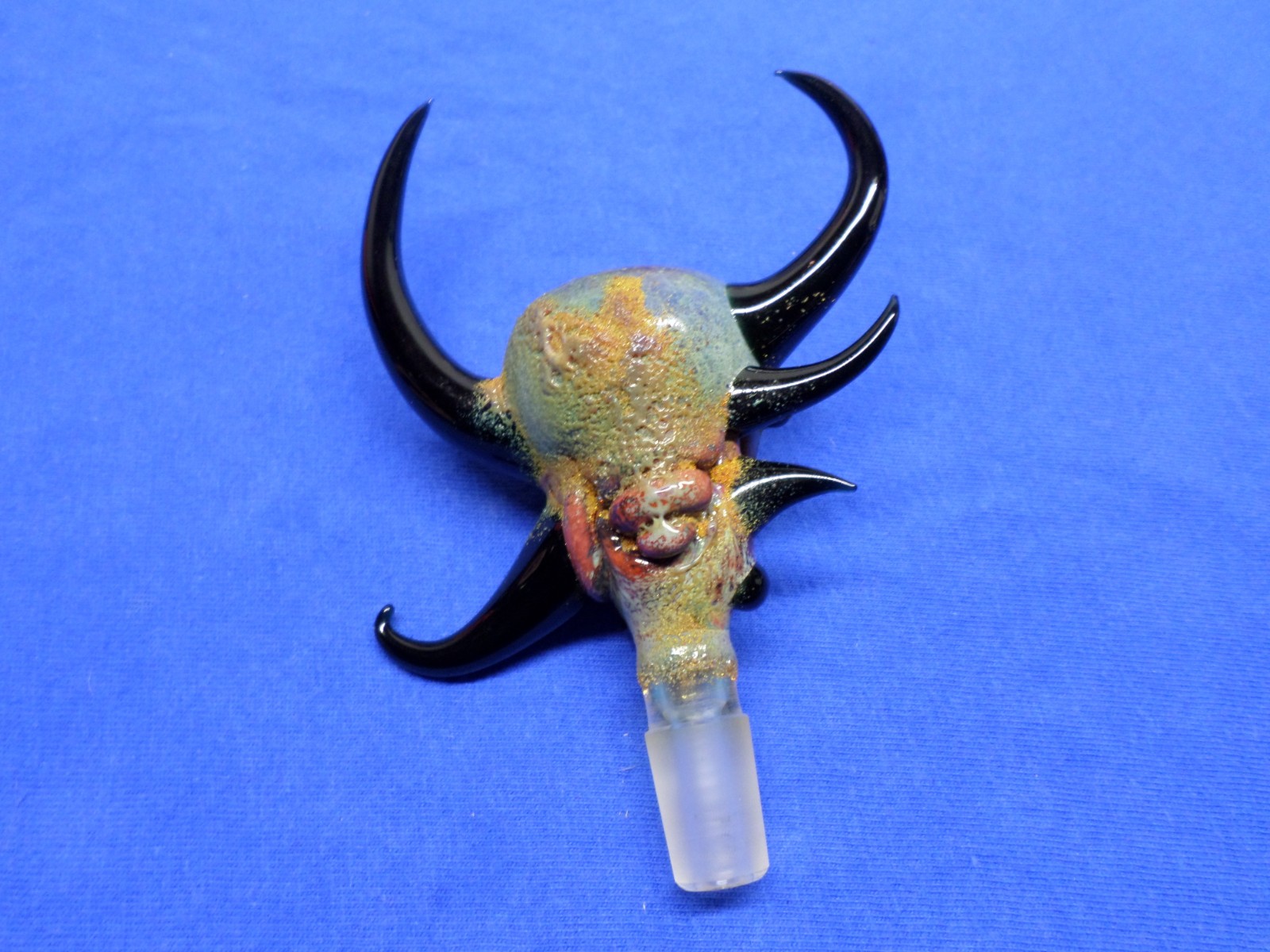 TRINITY GLASSWORKS – Horned Creature Monster Slide 14mm Heady Art Glass 2010
