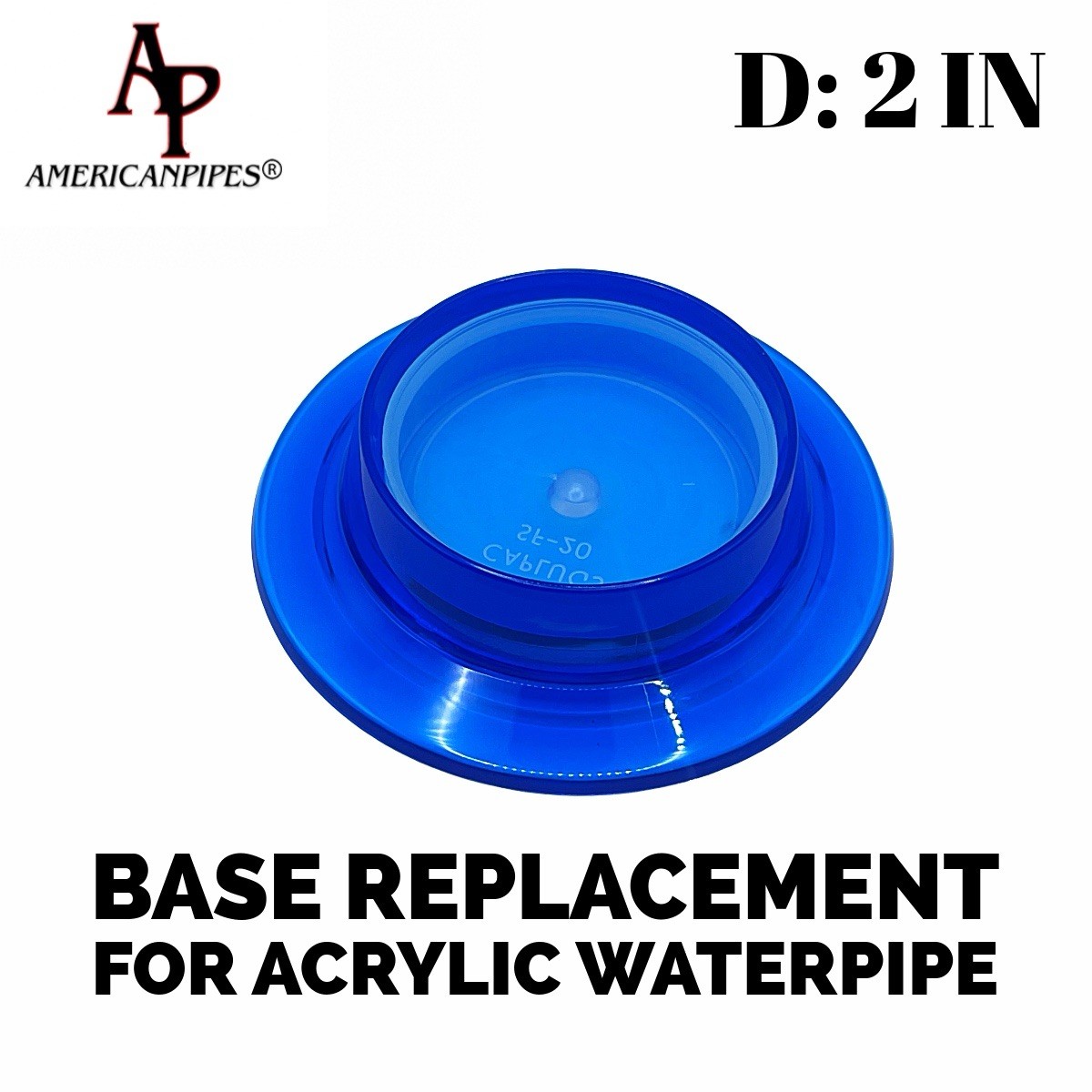Base Replacement for 2 Inch Acrylic Water Pipe – With A Cap / Blue