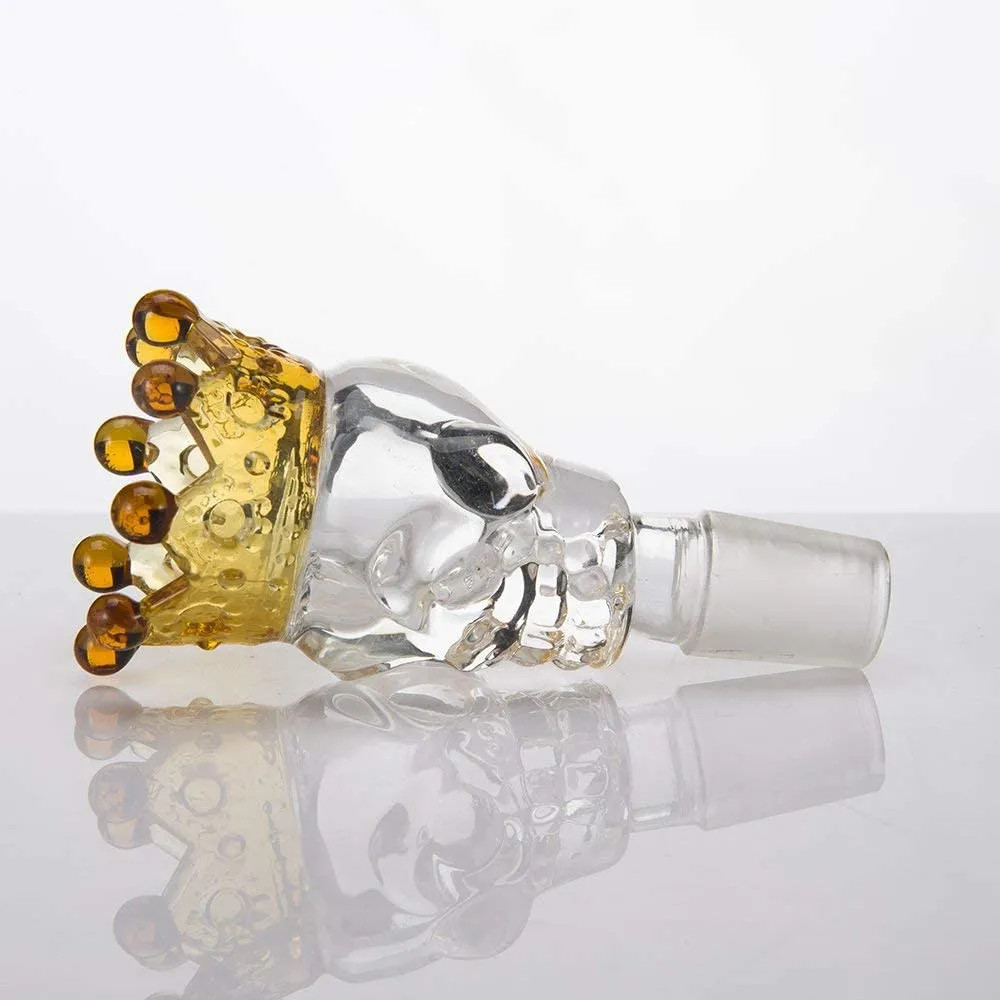 14mm male Glass Bowl Skull with Crown Style BIG Size Slide Bowl Part for Bong