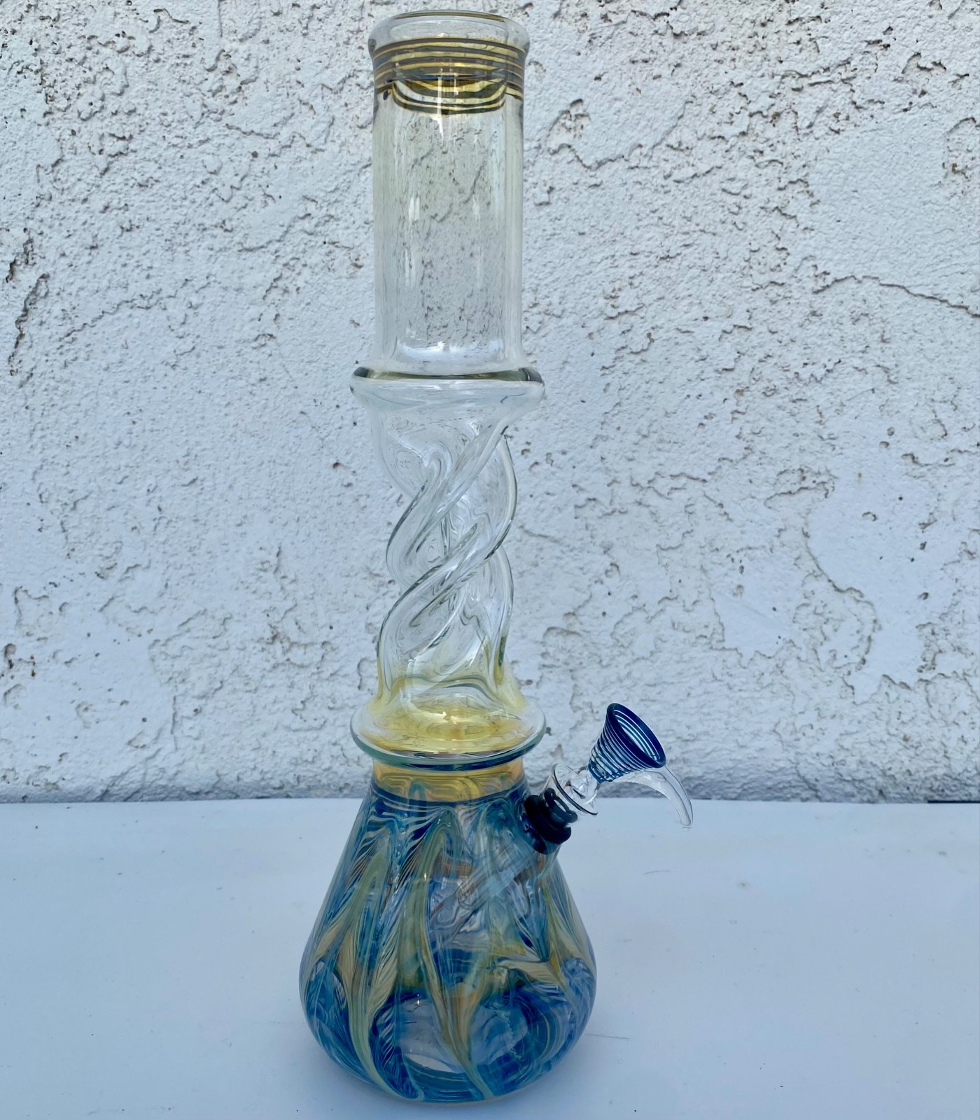 Glass Water Pipe 13” Tall & 1.5” diameter with 9mm Pull Bowl
