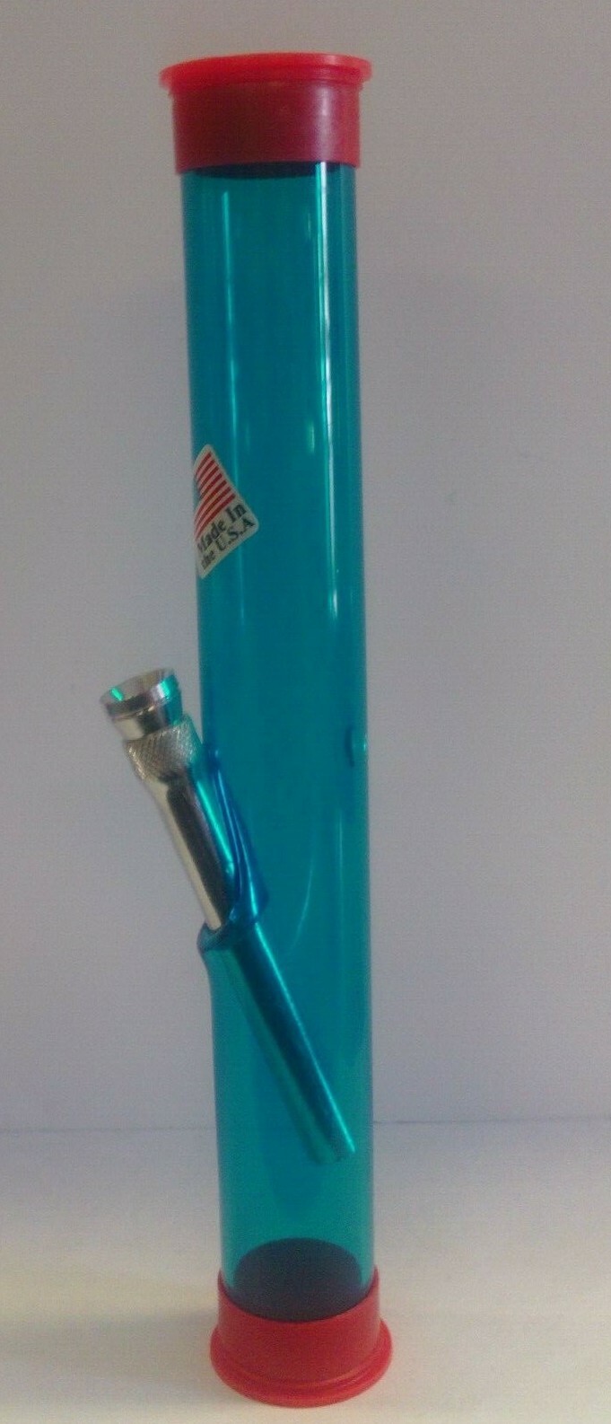 8&Prime; RED CAPLUG TRAVEL PORTABLE ACRYLIC STRAIGHT THUMB CARB WATERPIPE TEAL BLUE