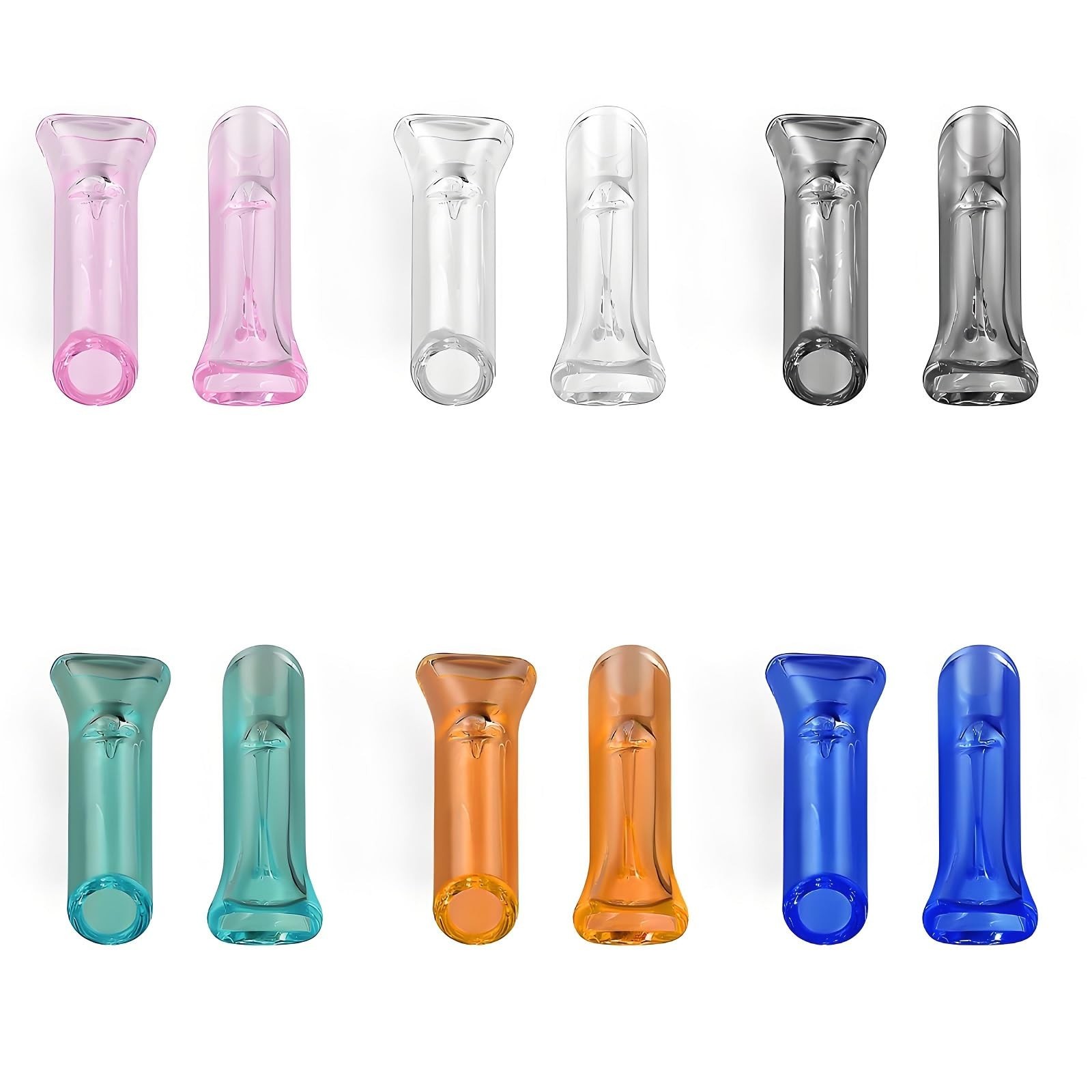 12PCS Reusable Glass Tips for Filter,Flat Mouthpiece Cones Holder, Multi-Colo…