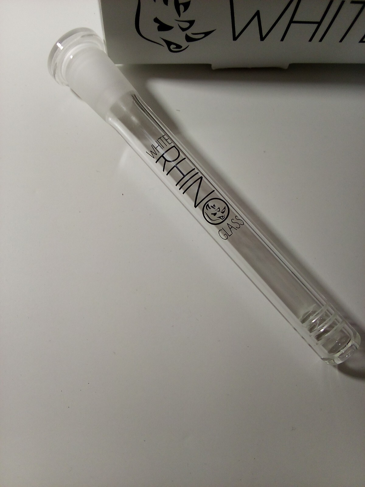 4.5 in Down Stem For Bongs, White Rhino