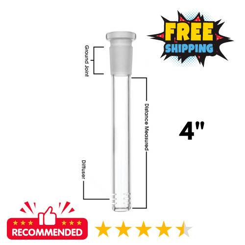 4&Prime; Glass DOWNSTEM 14mm/18mm Hookah Bong Water Pipe Stem Diffuser