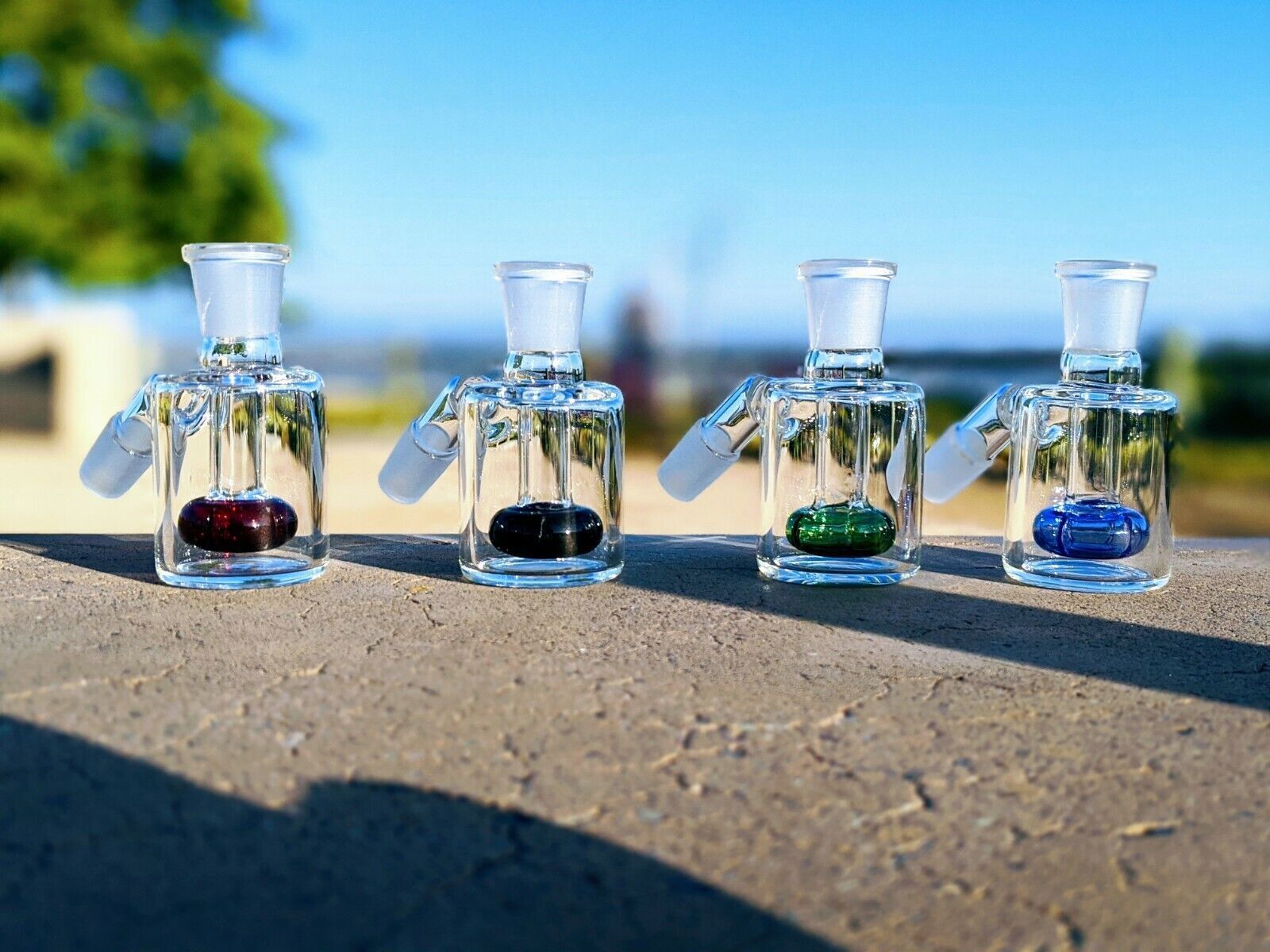 3&Prime; MIN 14mm 45° Lil Sweety Multicolor Dry Ash Catcher For Tobacco Glass Bongs