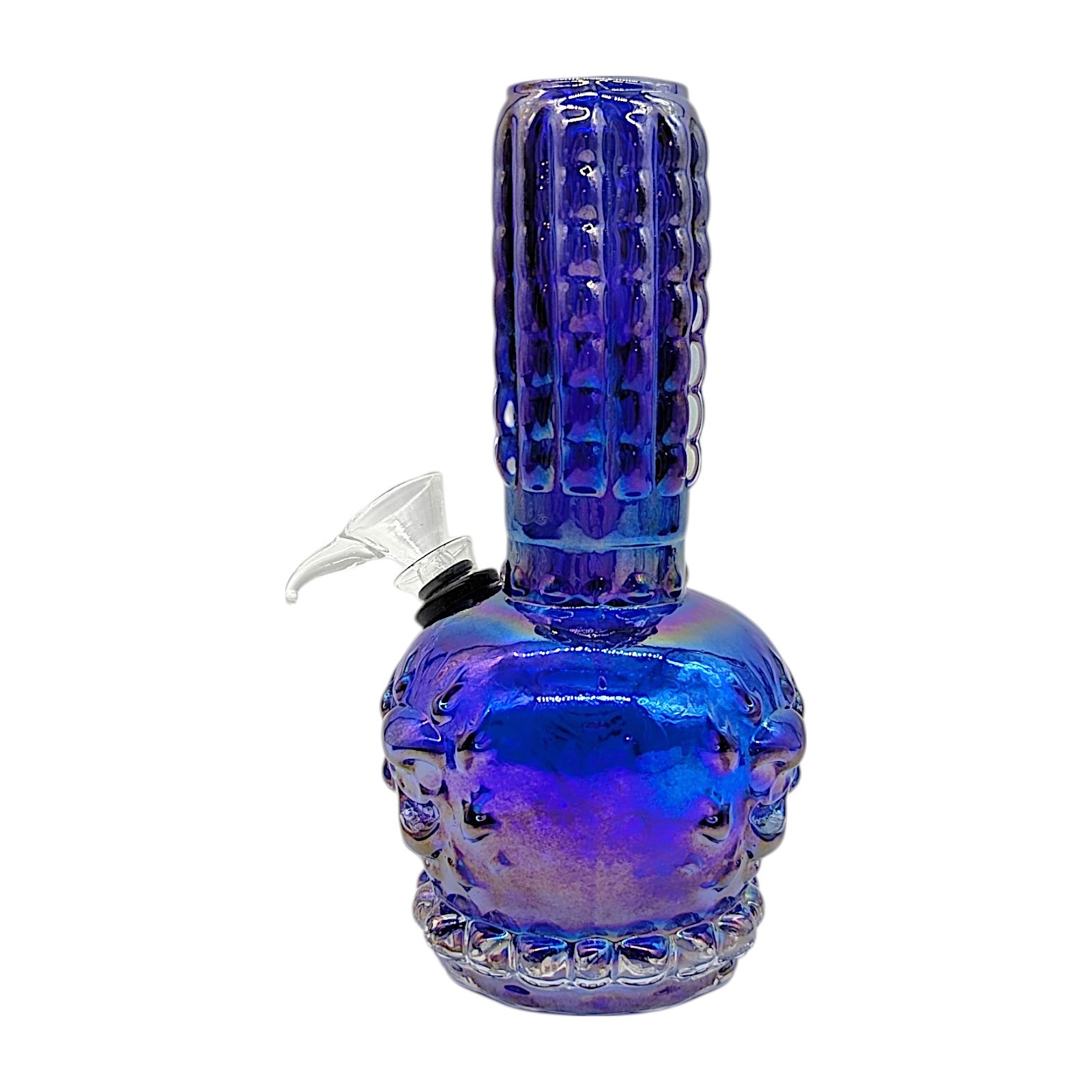 7&Prime; Soft Glass Water Pipe Mini Hookah Bong Skull Design Metallic Blue