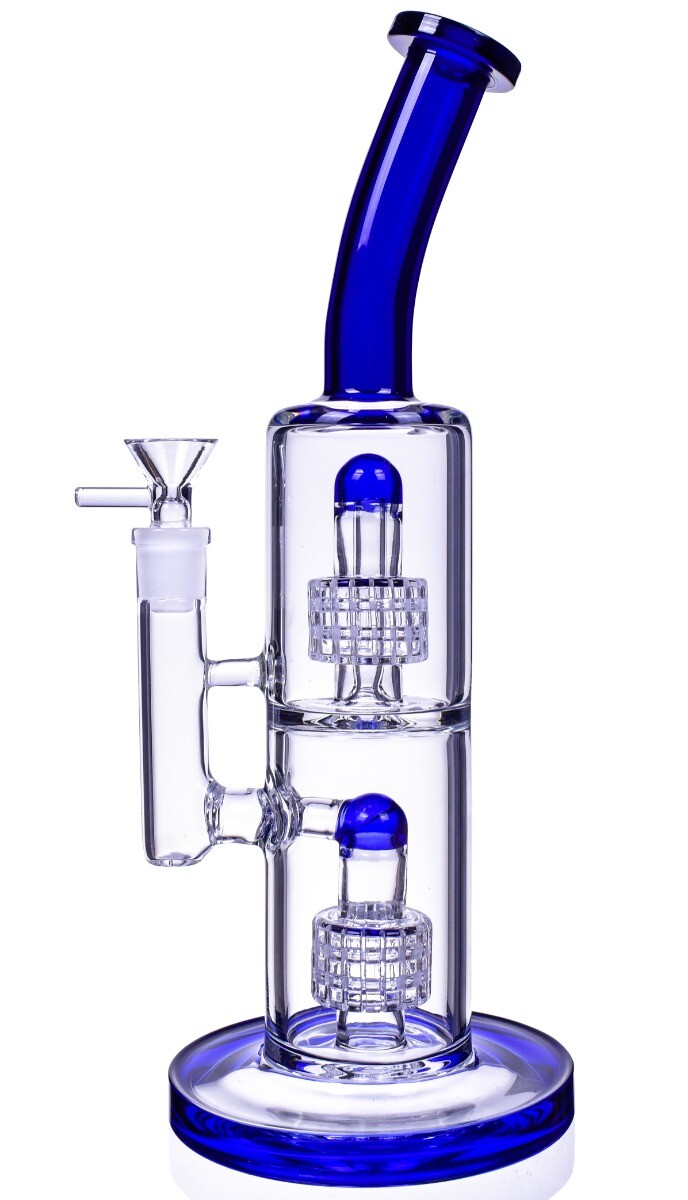 THICK 13&Prime; INCH Bong Dual Matrix Glass Water Pipe Clear Glass Beaker Hookah *USA*