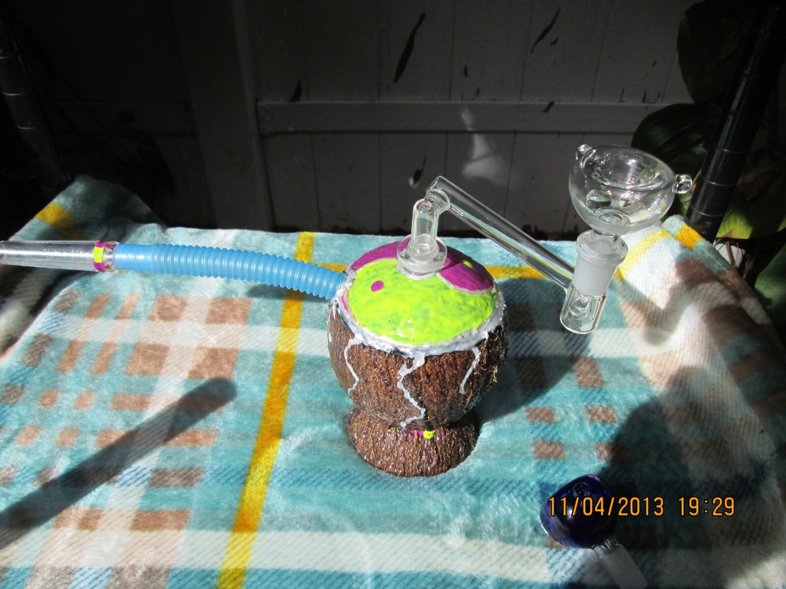 Ying yang coconut bubbler water pipe