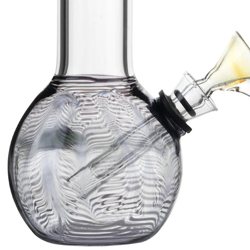 Wrap & Rake Flame Top Glass Water Pipe W/ Bowl Slider | Black | 8&Prime;