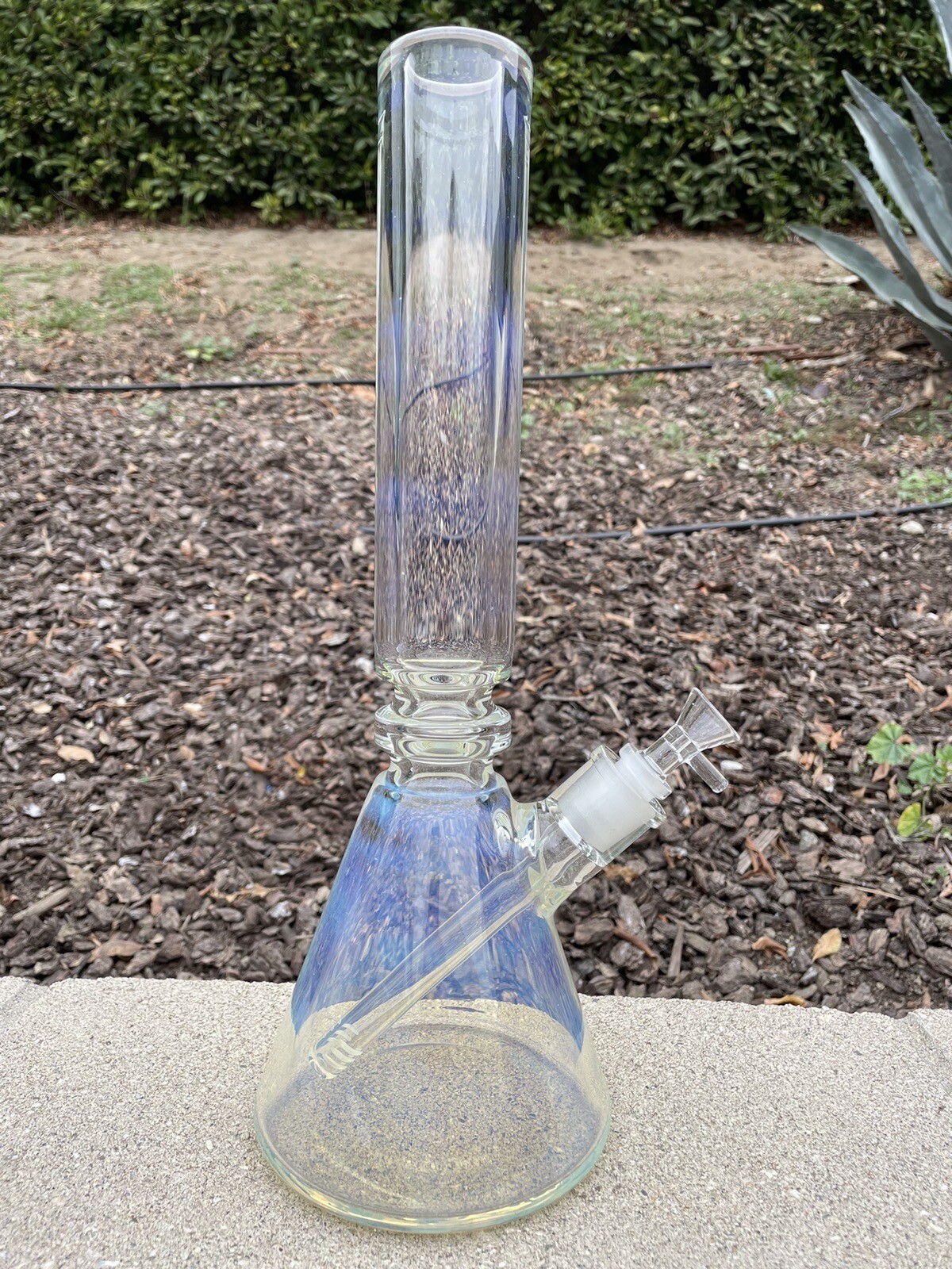 9mmHeavy Thick Glass Silver Fume Water Pipe Bong Beaker 15” Inch