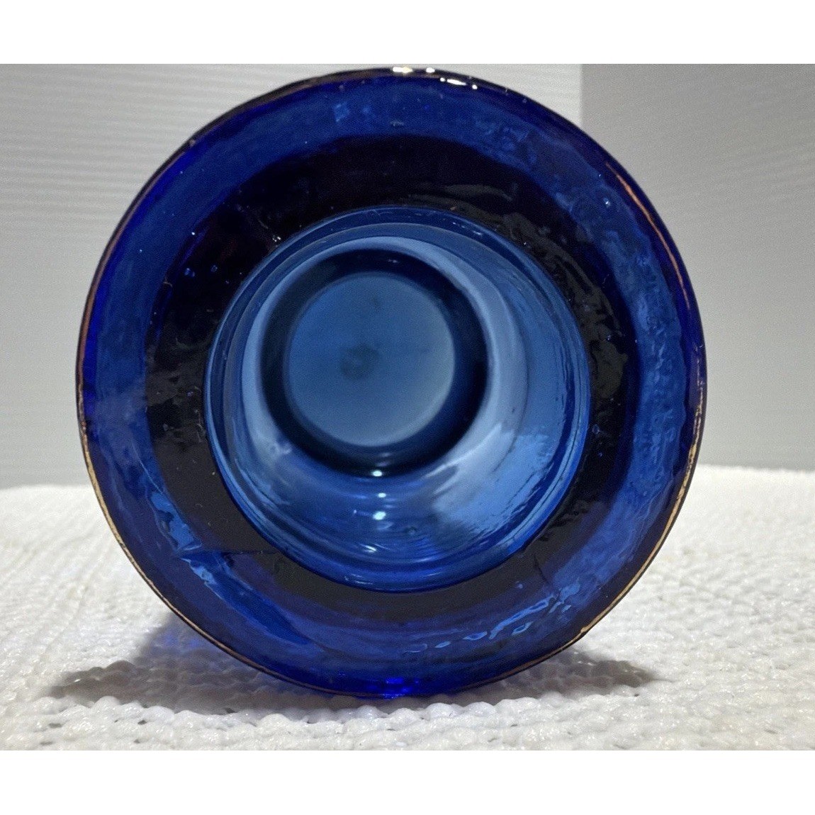 Vintage Colbalt Blue Bohemian Colorful Glass Base For Hookah Florals 7.5&Prime; Tall