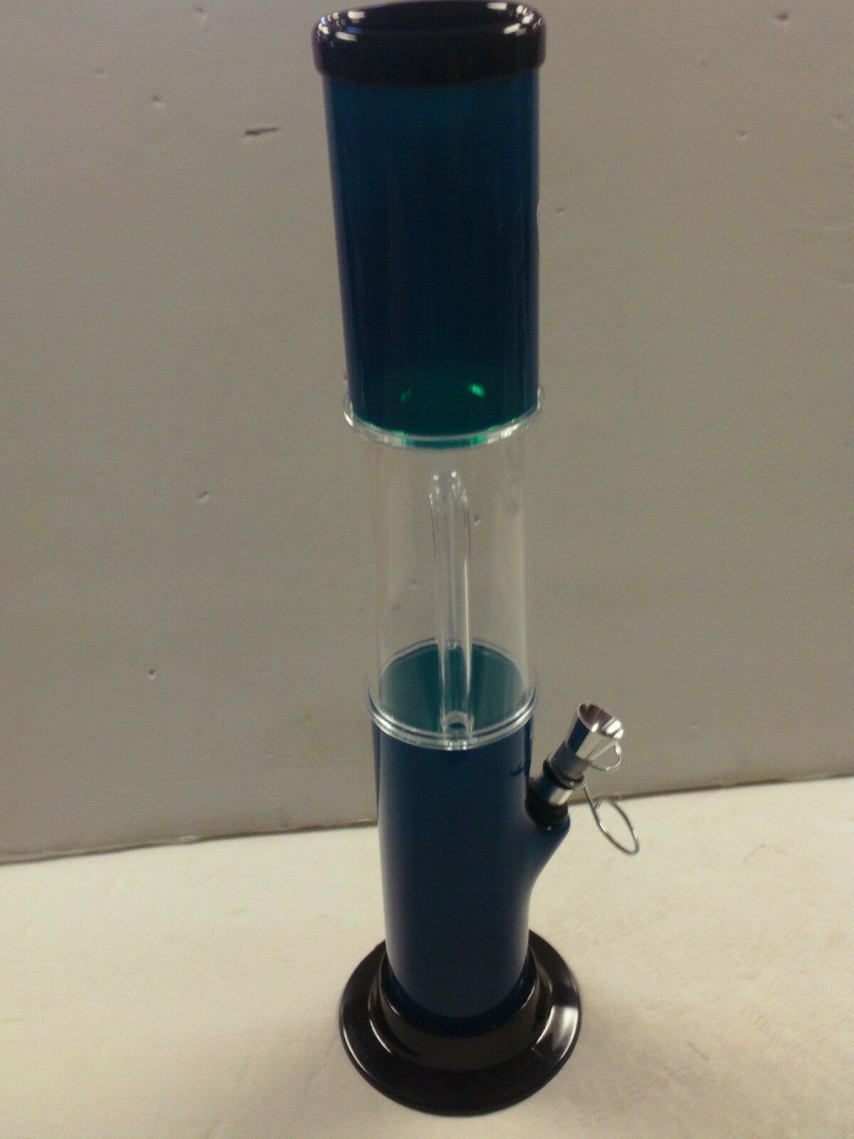13.5&Prime; ACRYLIC PLASTIC STRAIGHT HOOKAH WATER PIPE MADE USA – AQUA- PULL BOWL