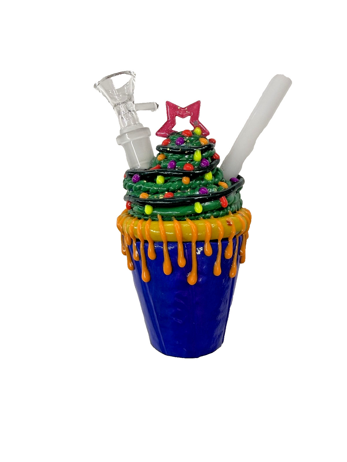 Christmas Tree Glass Water Pipe Bong Set – Holiday Edition with Downstem & Glass