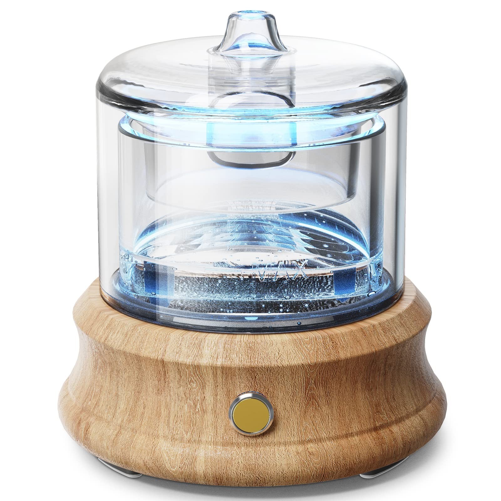 Glass Essential Oil Diffuser, 80ML Small Glass Reservoir Natural Wood Base Ul…