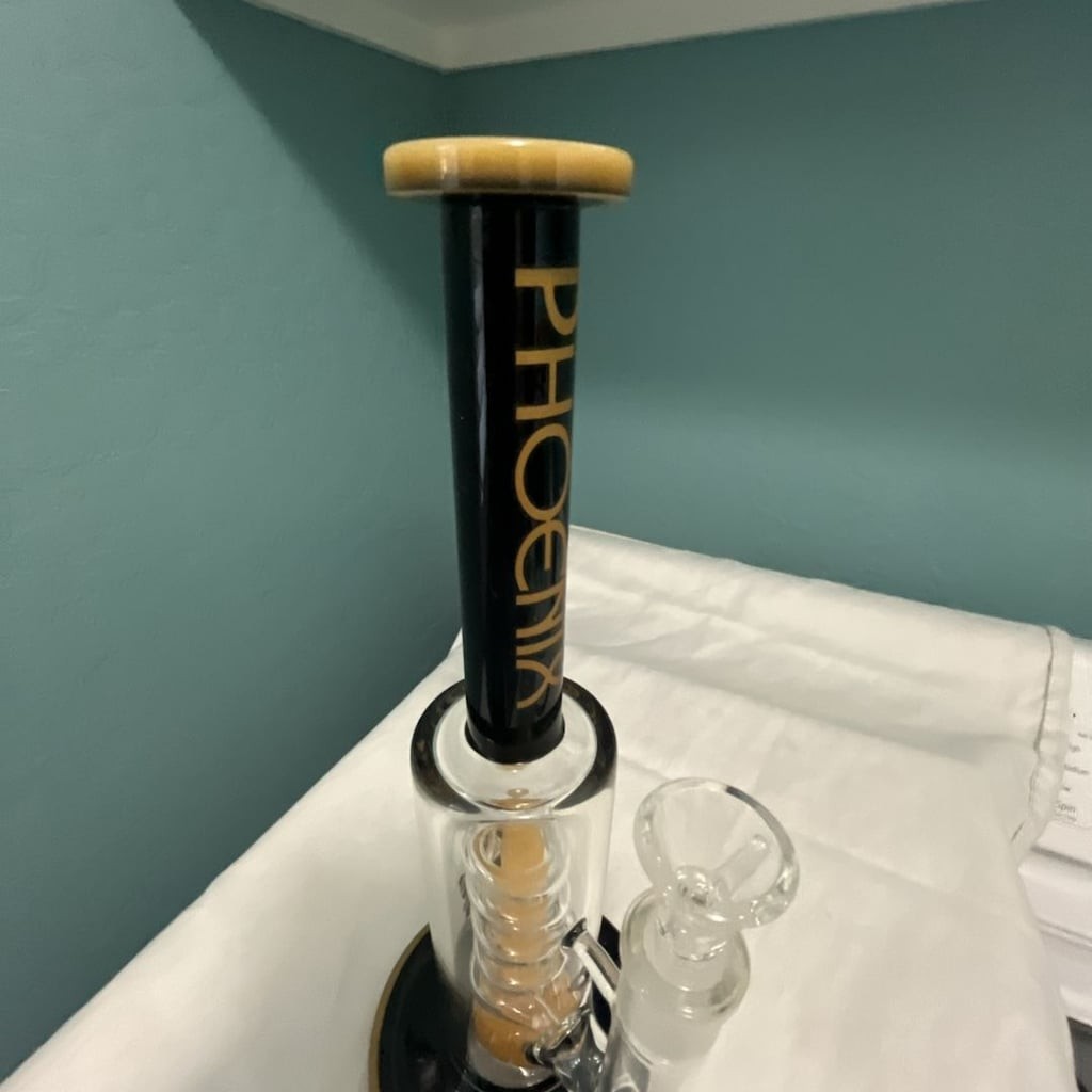 Phoenix Glass Straight Tube Water Piece with Spiral Percolator