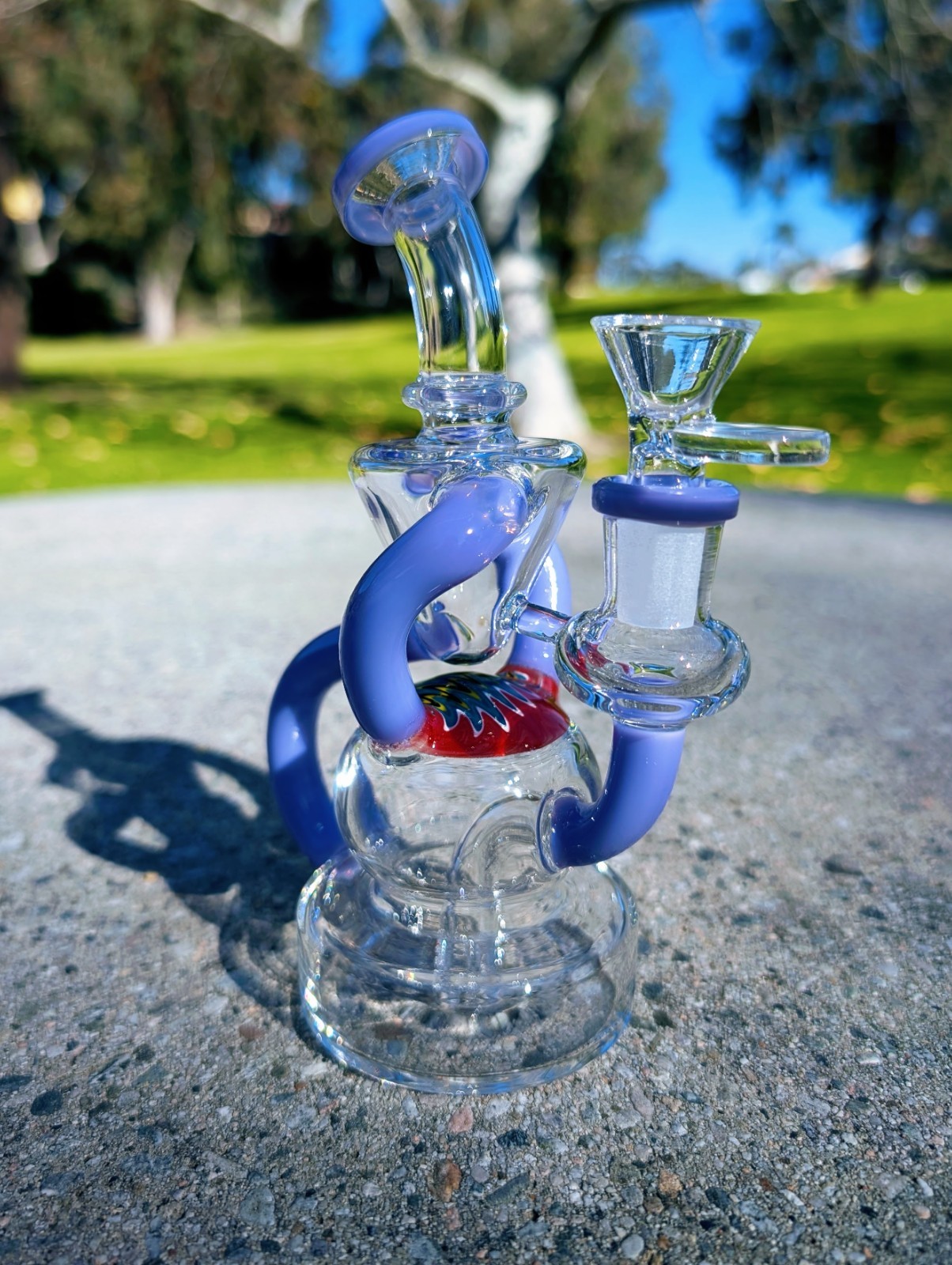 6.5&Prime; Blue Wig Wag Klein Recycler Tobacco Smoking Water Pipe Hookah Bubbler Bong