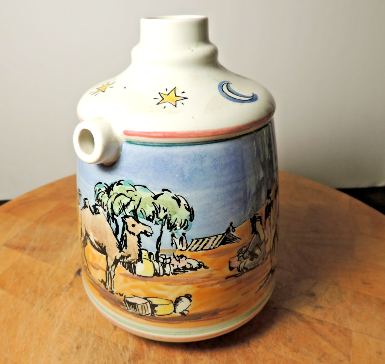 Vintage Royal Goedewaagen Hookah Hand Painted Ceramic Bottom Only 1950&rsquo;s Rare
