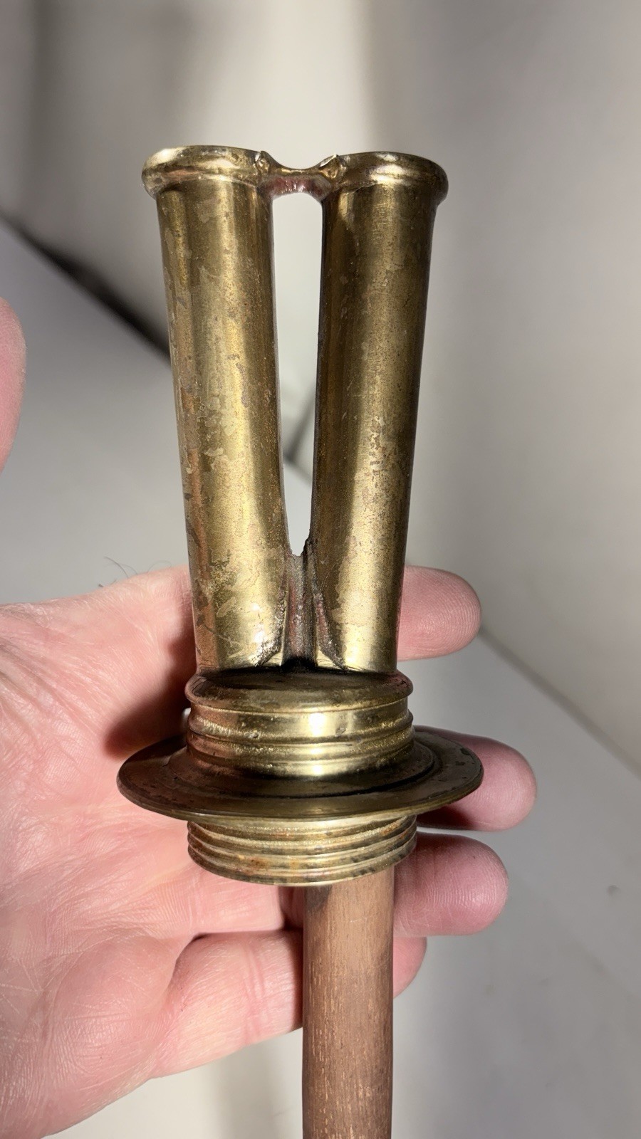 Rare Hookah Part Top Brass Tubes Threaded Bottom K