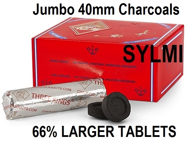 100 Pcs Three 3 Kings Charcoal Hookah Shisha Coal Incense 40 mm 10 Roll Holland