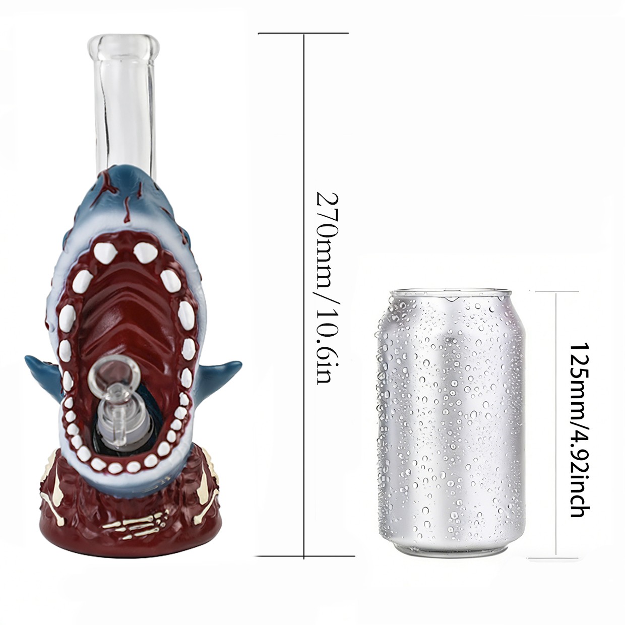 Shark 10in Glass Bongs and Water Pipes Smoking &lsquo;Beaker&rsquo; Bongs Hookah 14mm bowl