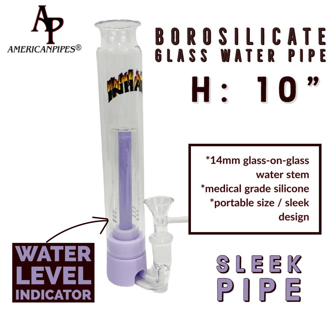Inhale®️10 » purple Portable Borosilicate Glass Tobacco WaterPipe Glass On Glass