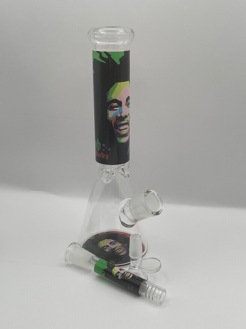 10&Prime; Bob Marley Heavy Glass Beaker Water Pipe / Bong
