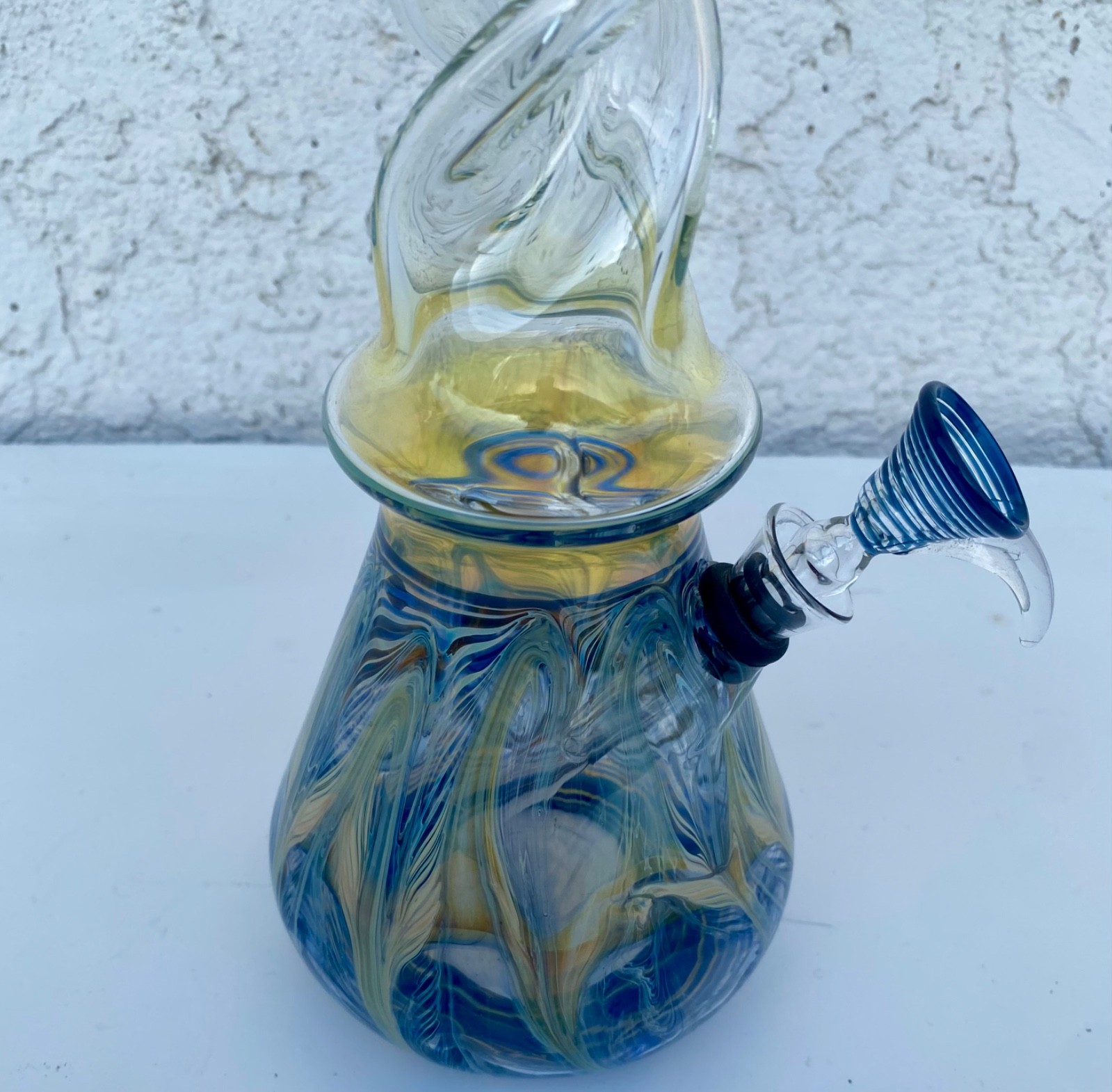Glass Water Pipe 13” Tall & 1.5” diameter with 9mm Pull Bowl