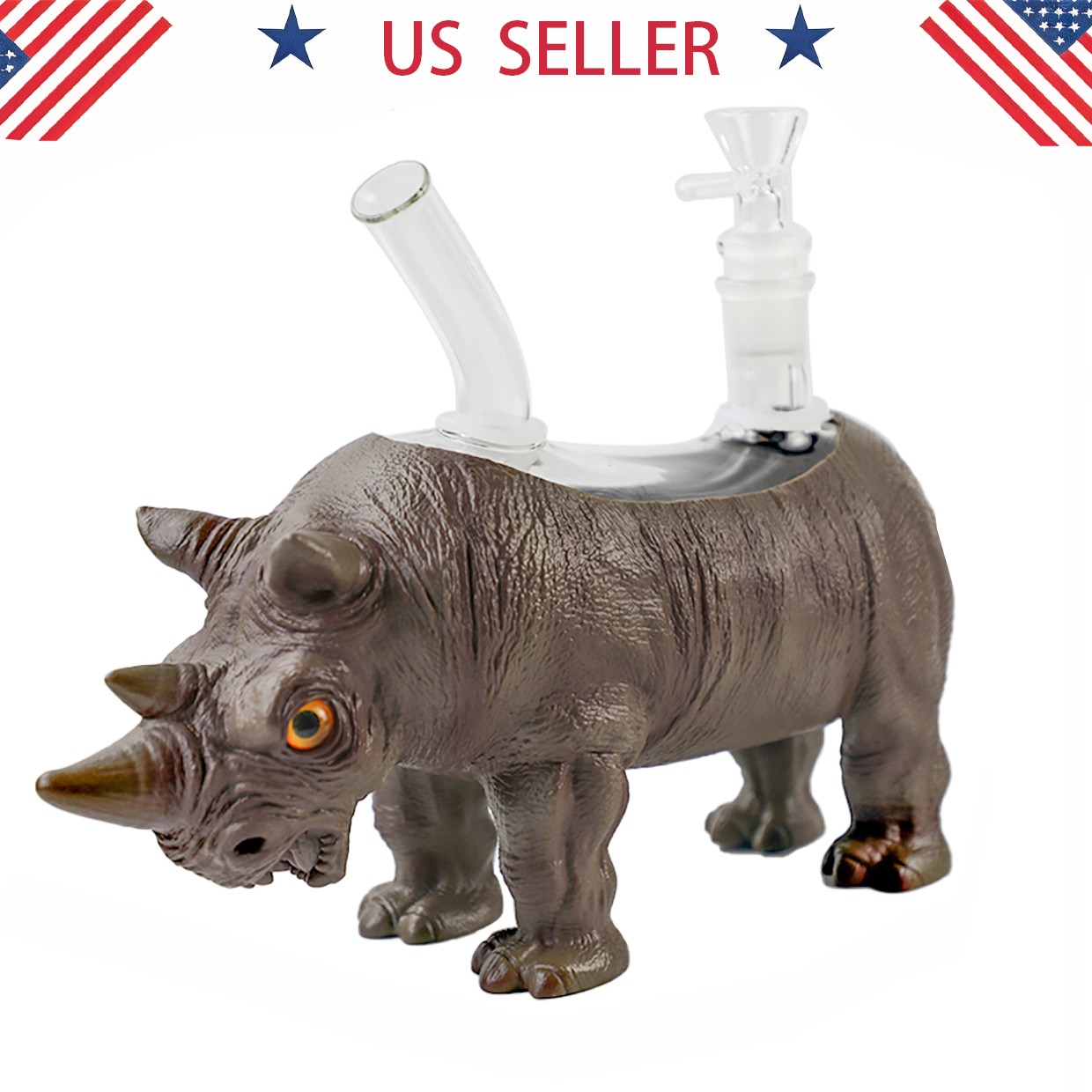 Rhino 8in Hookah Glass Bong and Water Pipes Smoking Bubbler Bong Joint 14mm bowl