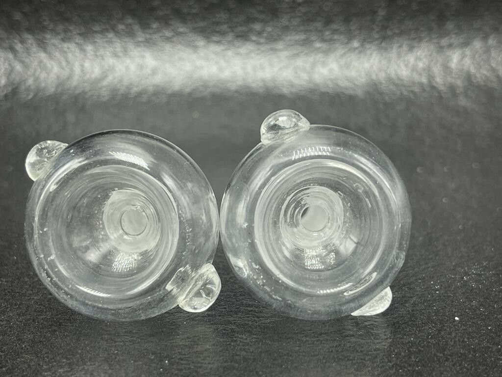 2 PACK BOWL 14MM CLEAR GLASS REPLACEMENTS FOR BONG USA SELLER + FREE SCREENS