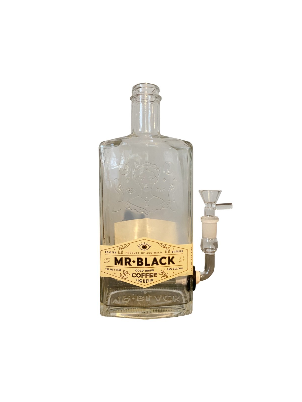 Mr. Black Coffee Liqueur Bottle Bong/Waterpipe – Handmade upcycled bong/bubbler