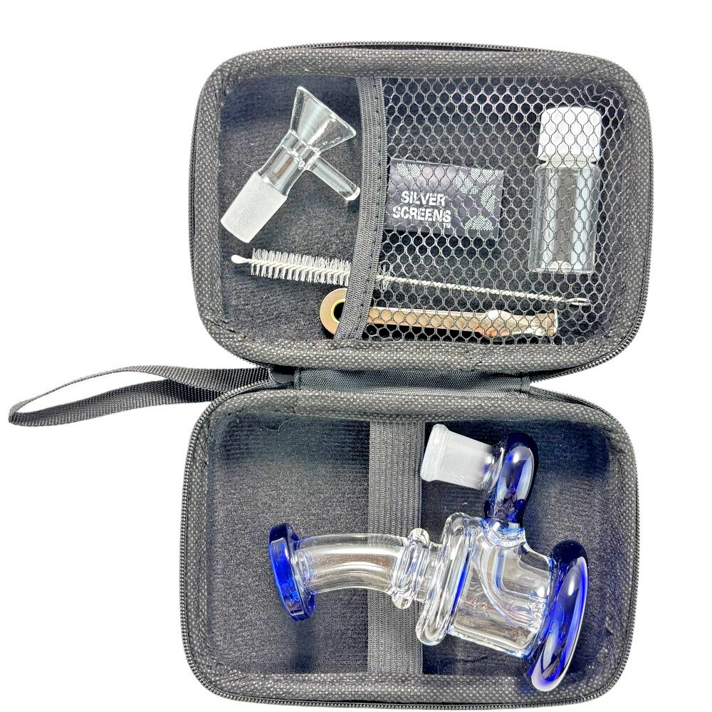 4 » Mini Glass Bong Diffused Perc Water Pipe Hookah Bubbler w/Tool Box Set USA