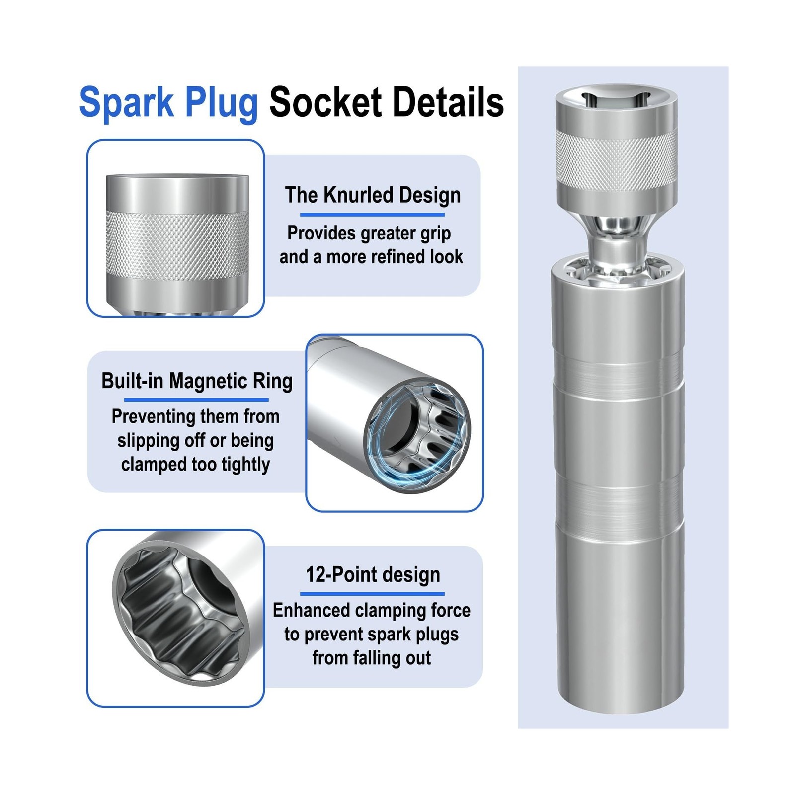 14mm&16mm Spark Plug Socket Set, Thin Wall 3/8&Prime; Drive Spark Plug Sockets Remo…