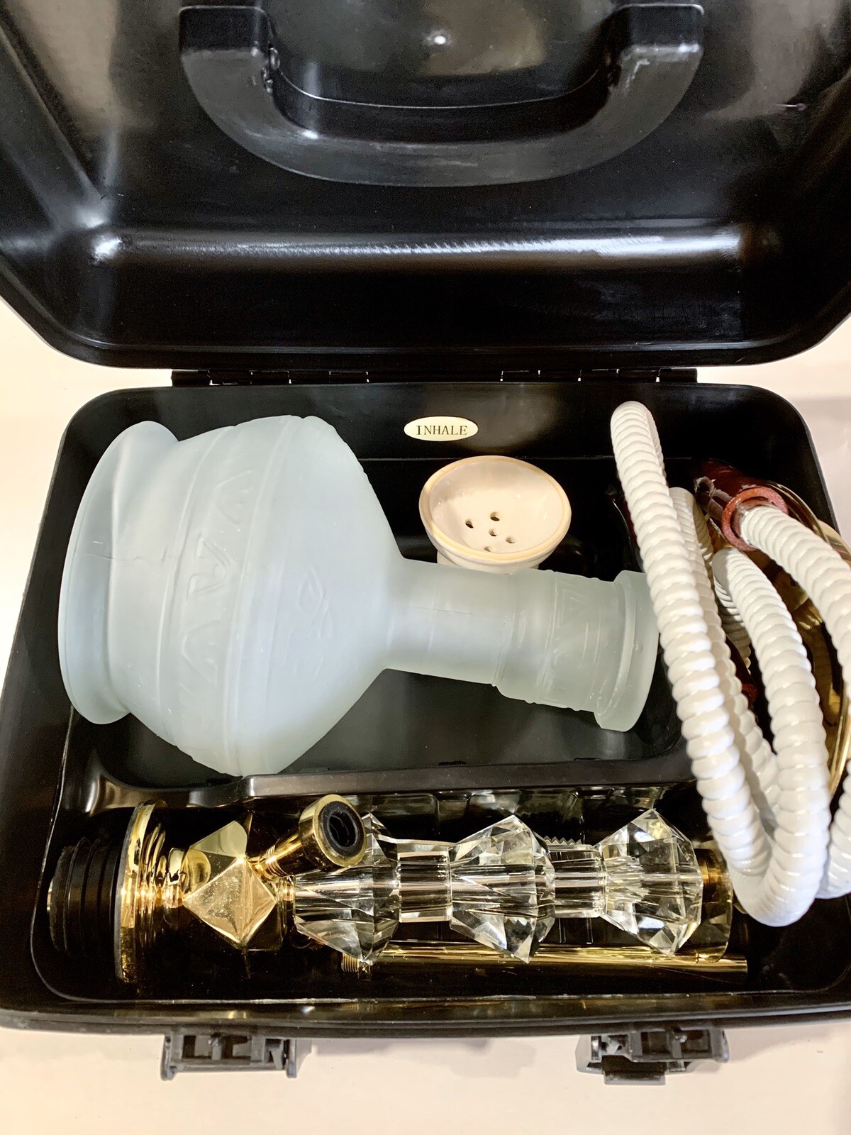 21 Inch INHALE®️ HEAVY DUTY HOOKAH WITH A CRYSTAL SHAFT IN A SUITCASE