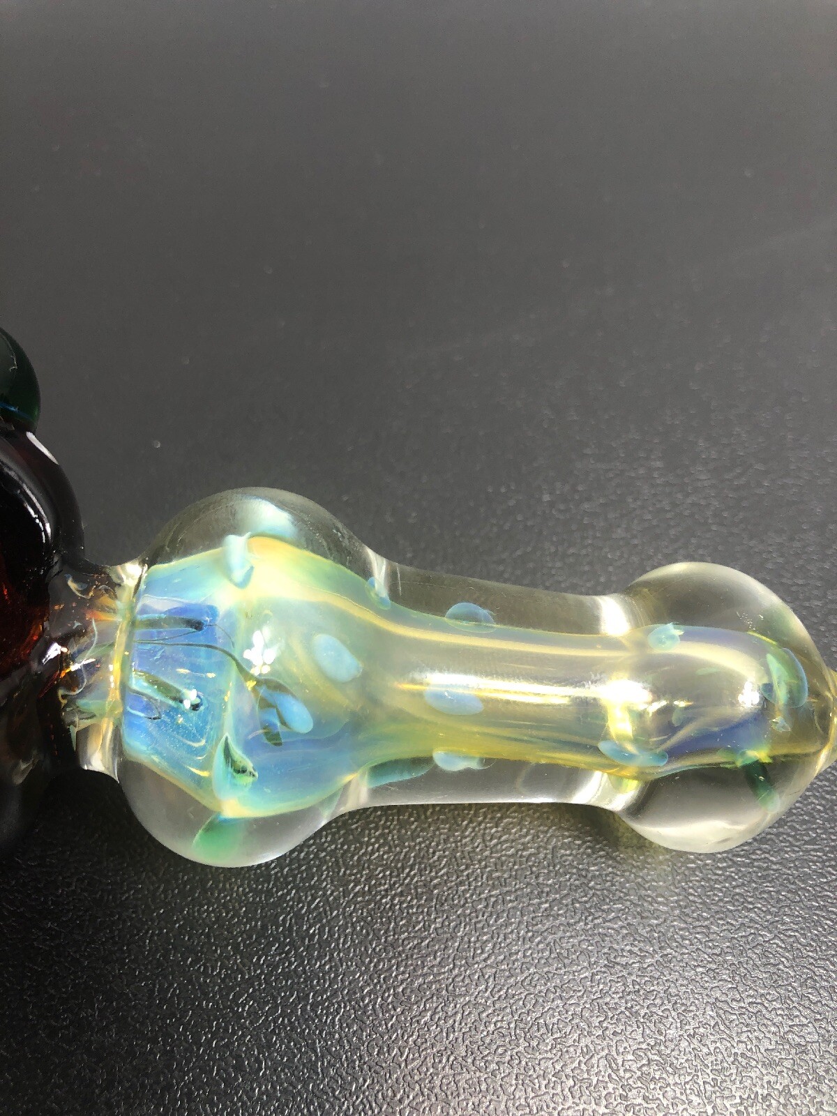 USA TOBACCO 4” SMOKING HAND PIPE BLOWN GLASS STRAWBERRY MARBLE WORK SHERLOCK