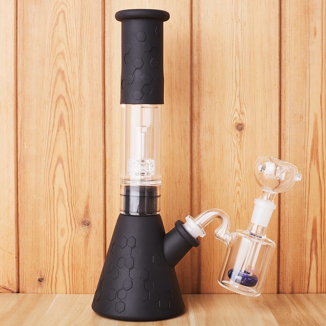 12&Prime; Silicone Glass Bong with Ash Catcher Smoking Tobacco Water Pipe 14mm Bowl