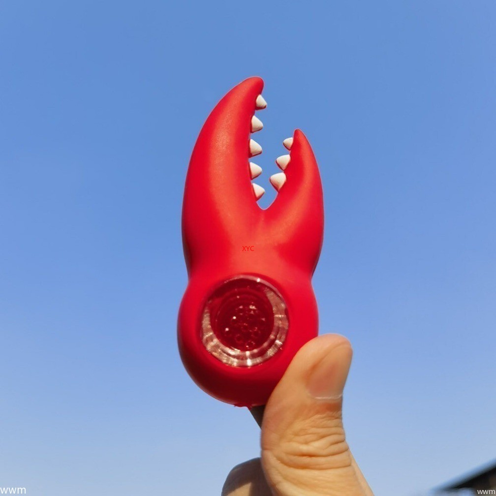 3.5&Prime; Mini Red Crab Claws Shape Portable Silicone Bong Hand Pipe W/ Glass Bowl
