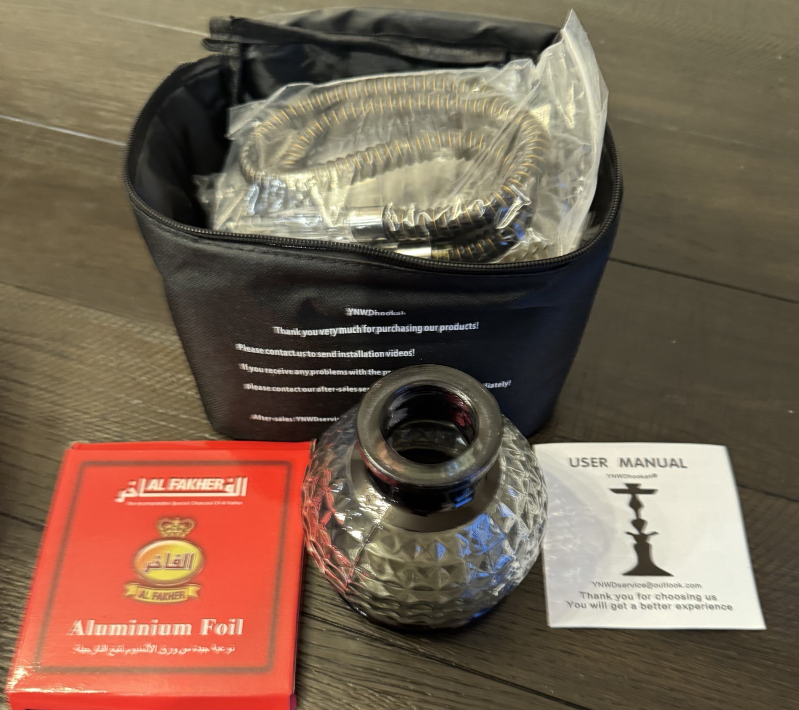 Nib YNWD Hookah 2 Hose Glass Bowl Complete Set New