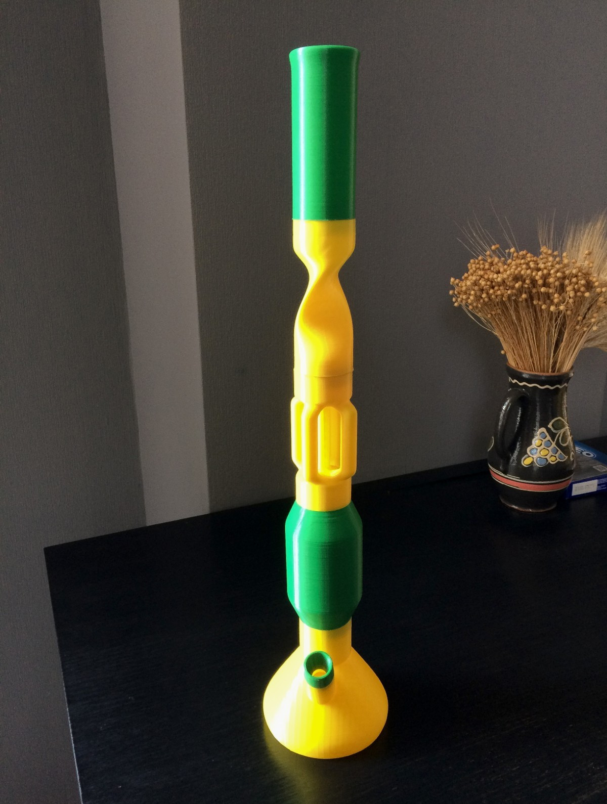 Green & Yellow Plastic Hookah Shisha Water Pipe Disassemblable