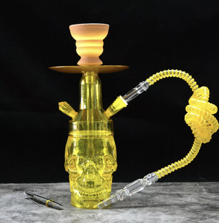 Skull Hookah Set Acrylic Shisha Nargile LED Light Water Party Bar “BLUE COLOR”