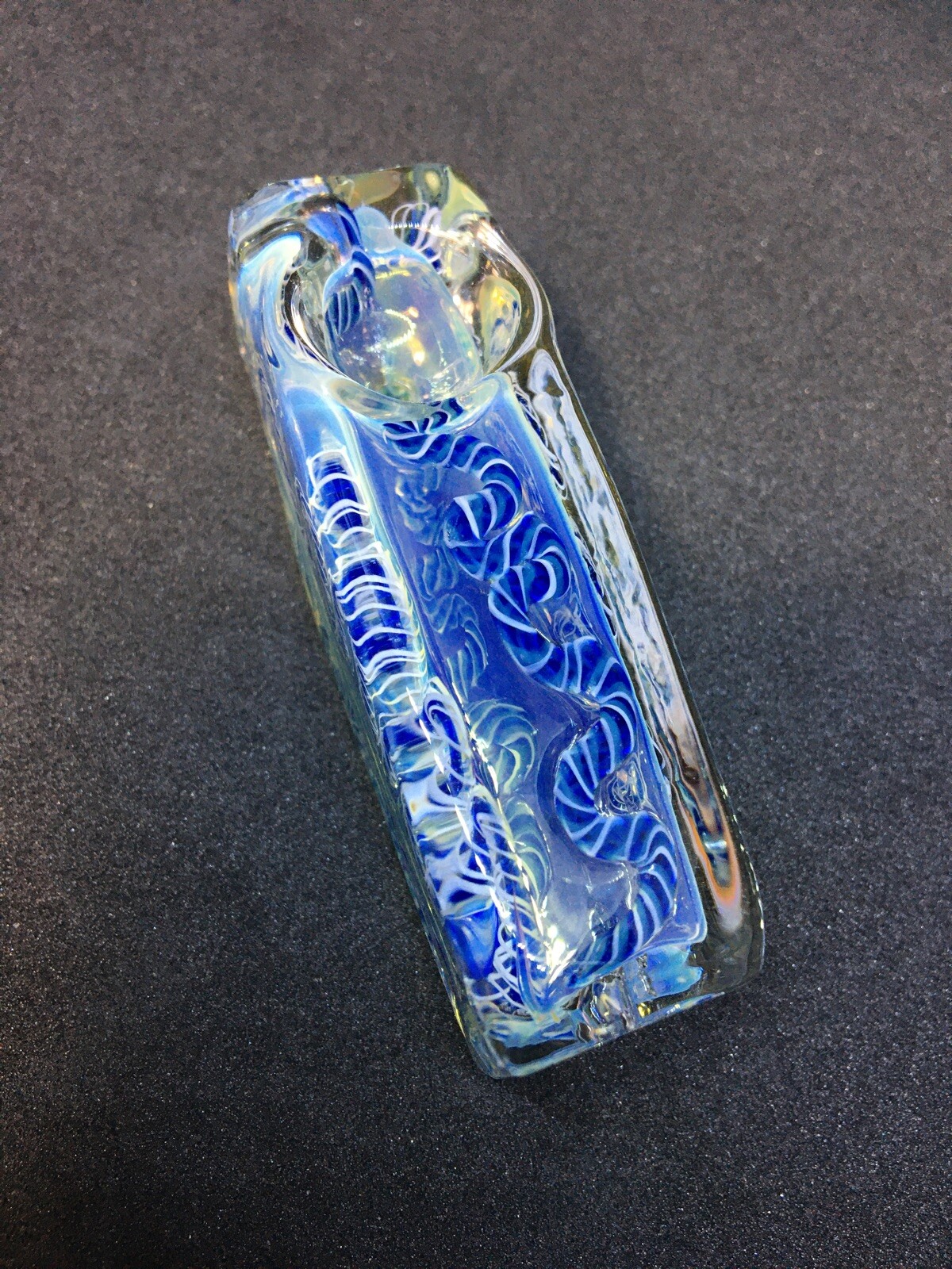 XC23B MINI BLOCK SQUARE BODY TOBACCO TUBE SMOKING HAND PIPE BLOWN GLASS 2.5” USA