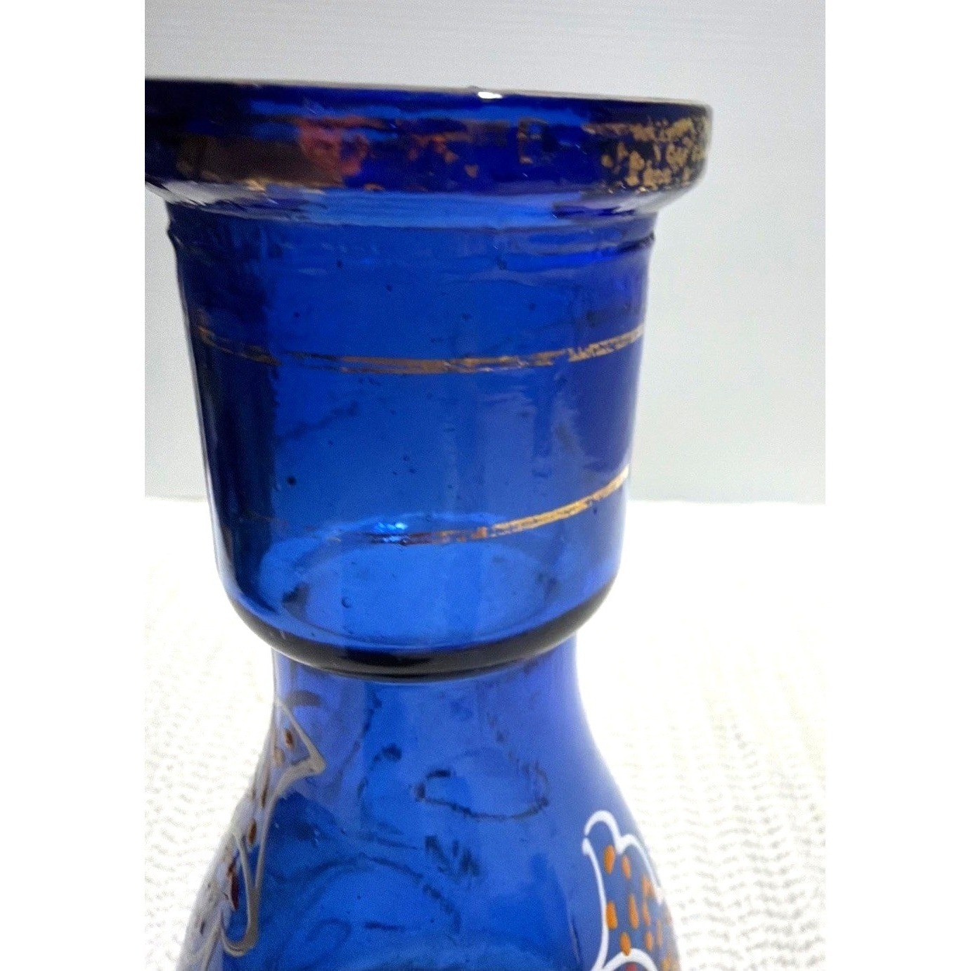 Vintage Colbalt Blue Bohemian Colorful Glass Base For Hookah Florals 7.5&Prime; Tall