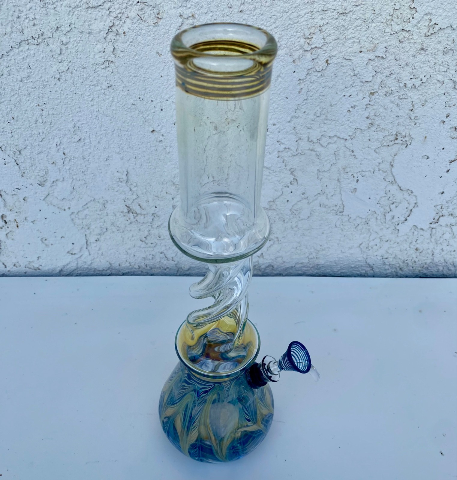 Glass Water Pipe 13” Tall & 1.5” diameter with 9mm Pull Bowl