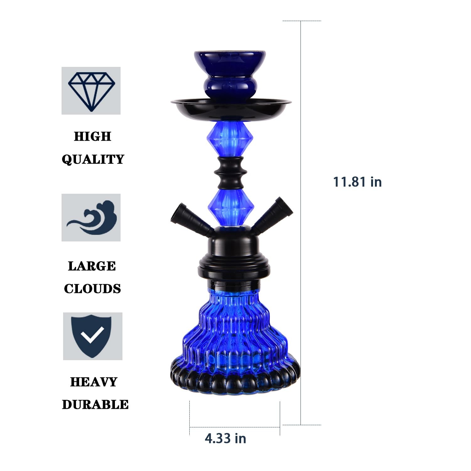 12&Prime; Premium 2-Hose Hookah Set – Complete Portable Kit with 20 Tips, 50 Foils & C