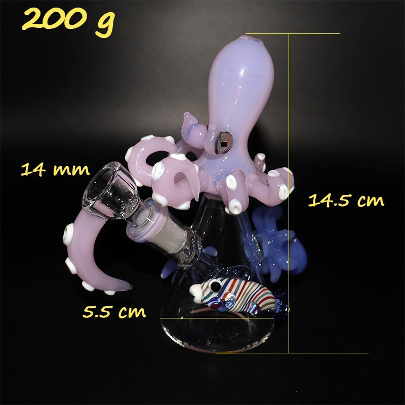 5.7&Prime; Pink Octopus Smoking Water Pipe Handmade Glass Bong Bubbler with 14mm Bowl