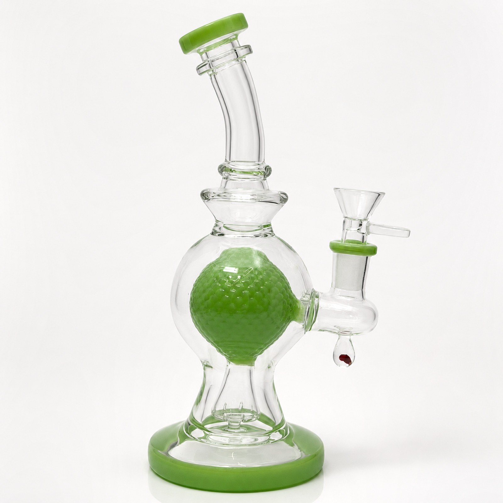 8&Prime; Green Crystal Ball Showerhead Perc Glass Bong Water Pipe Smoking 14mm Bowl