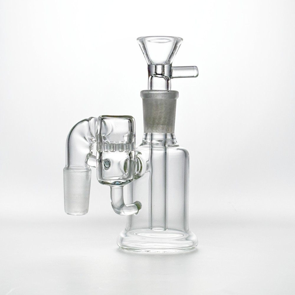 8.5cm Dual-Chamber Glass Ash Catcher 14mm Male Honeycomb Filter with Diffuser