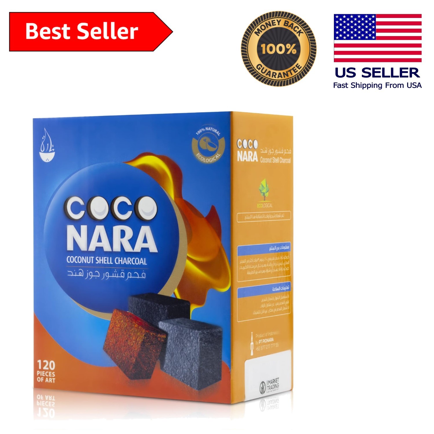 120 Count Natural Coconut Shell Charcoal for Luxurious Hookah Sessions