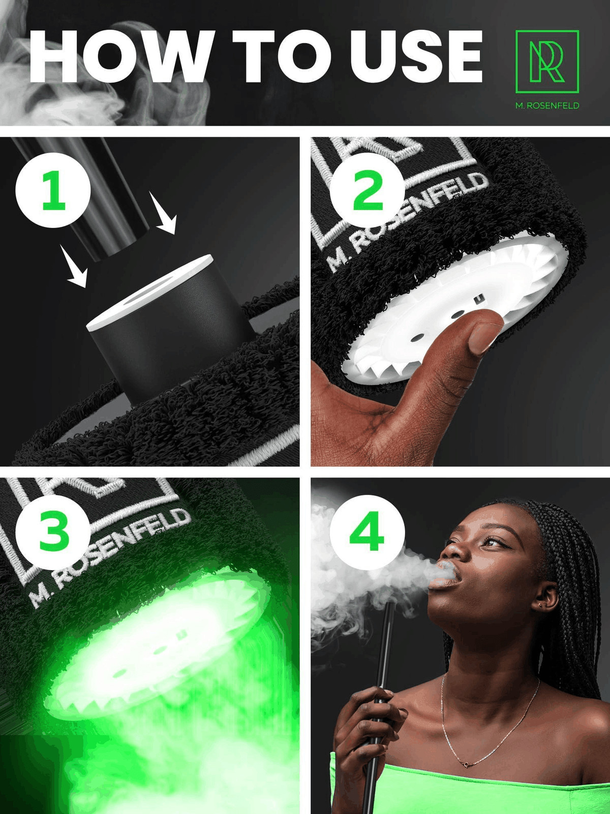 Black Hookah Pump Hookah Starter with 1000 mAh Rechargeable Battery Electric
