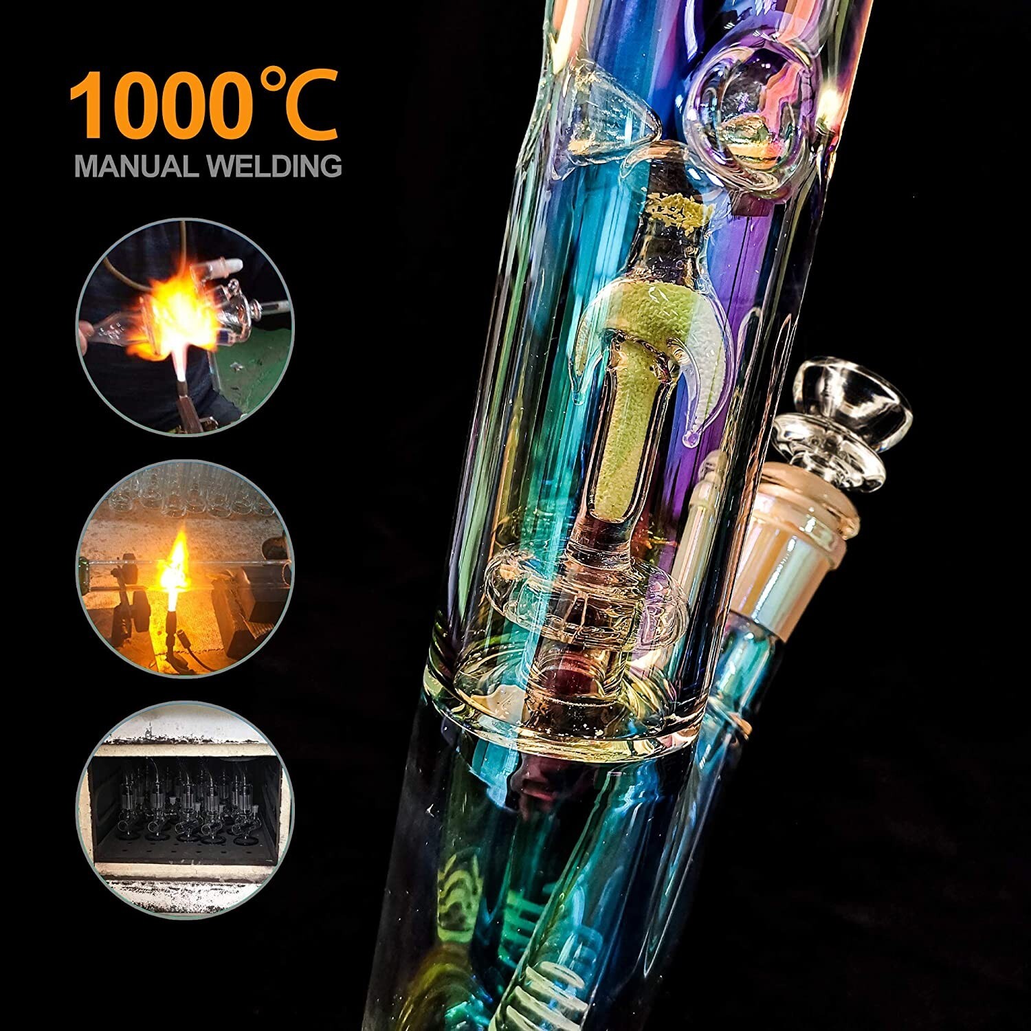12 Inch Glass Bongs Percolator Water Pipe Filter 14mm Bowl Thick Bubbler Hookahs